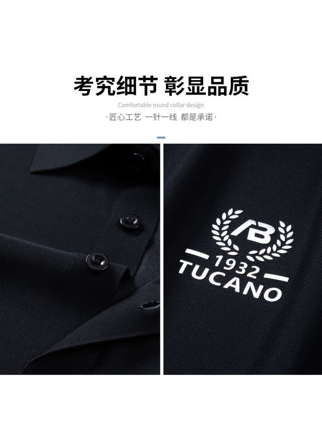 Tucano men's Solid Color Turn-down Collar Business Casual Breathable Short-sleeve Polo Shirt T-shirt - Image 5