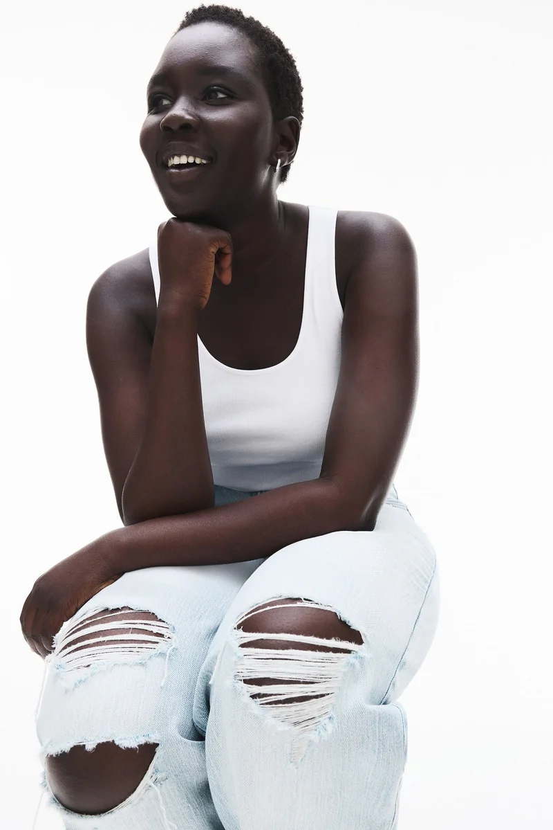 H&M Curvy Fit Wide Ultra High Jeans