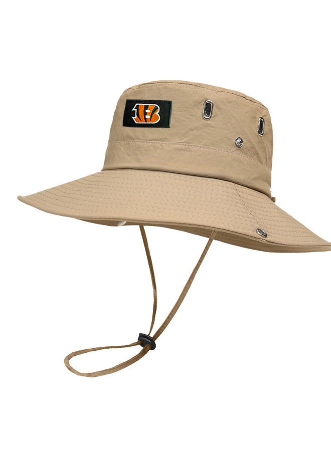 NFL Cincinnati Bengals Khaki Boonie Bucket Hat - Official Team Logo Outdoor Sun Hat with Secure Fit for Fans