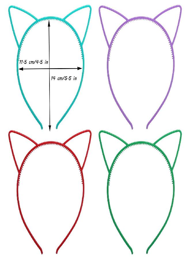 Tbestmax Tbestmax 24 Cat Ear Headbands Plastic Hairbands Hair Hoops Party Costume Daily Decorations Party Bunny Cat Bow Headwear Cats Accessories for Women Girls Daily Wearing and Party Decoration - Image 3