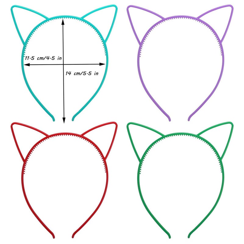 Tbestmax 24 Cat Ear Headbands Plastic Hairbands Hair Hoops Party Costume Daily Decorations Bunny Cat Bow Headwear Accessories for Women Daily Wearing and Party Decoration - Image 2