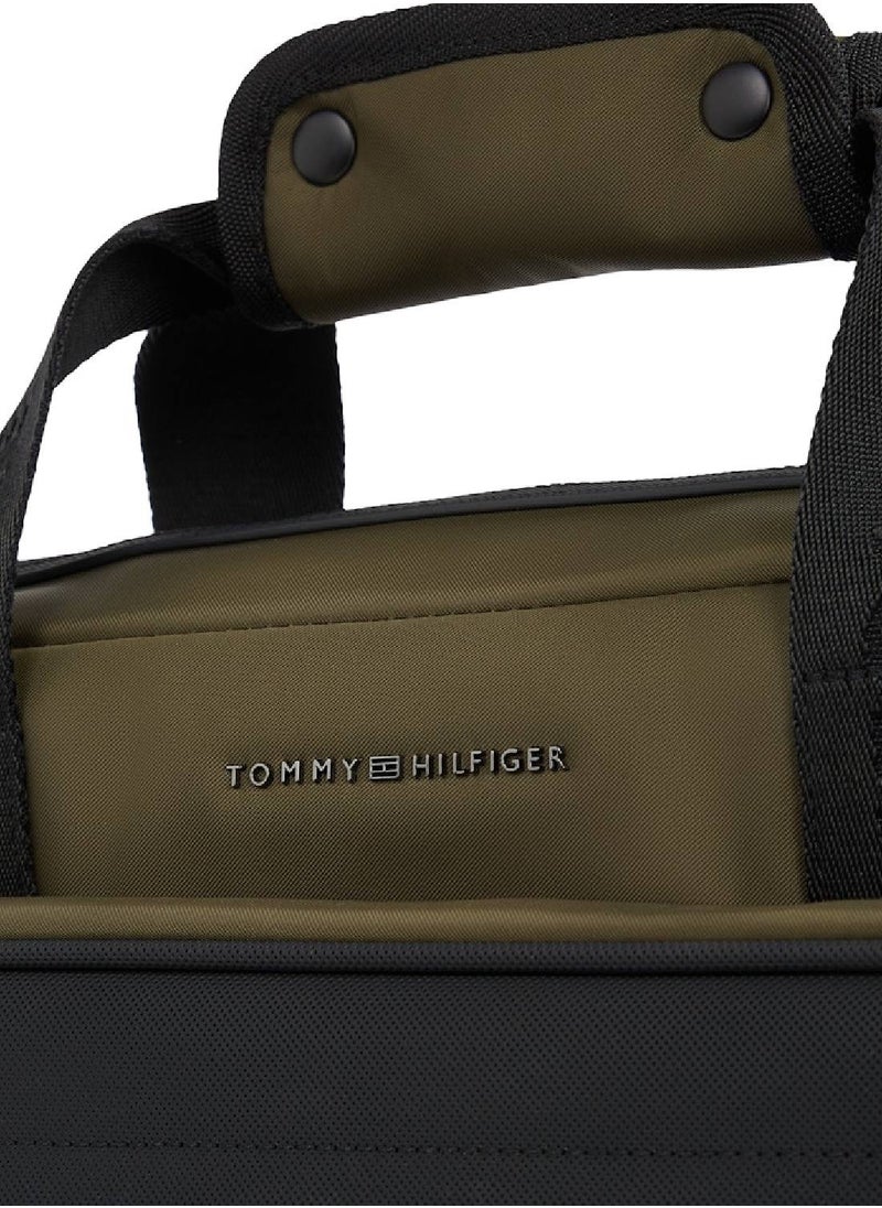 TOMMY HILFIGER Men's Metal Logo Laptop Bag - Polyester, Green  - Image 3