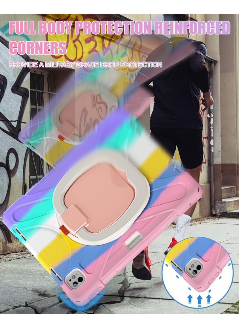 روك بو جراب لجهاز iPad Pro مقاس 13 بوصة (M5/M4) 2025/2024 غطاء سيليكون قوي ومتين مع حزام يد يدور 360 درجة وحامل مخفي قابل للطي لجهاز iPad Pro مقاس 13 بوصة - Image 5