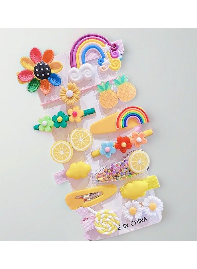 Generic ‏Multi-Shaped Hair Clips Set - 14 Pieces of Hair Clips in the Shapes of Roses, Flowers, Lemons, Pineapples, and Sweets, Distinctive and Varied Hairpins, Hair Clips, Hair Accessories Suitable for Wom  - Image 1