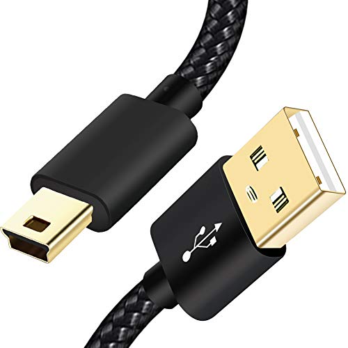 SCOVEE Mini USB Cable Braided 6ft Type A Male to Mini B Cable Data Charging Cord for GoPro Hero 3+,PS3 Controller Cord,MP3 Player,Dash Cam for Garmin Nuvi,Camera Charger for Canon PowerShot Rebel ELPH - Image 1