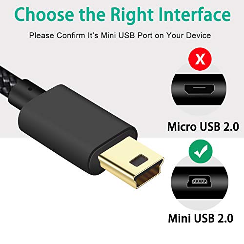SCOVEE Mini USB Cable Braided 6ft Type A Male to Mini B Cable Data Charging Cord for GoPro Hero 3+,PS3 Controller Cord,MP3 Player,Dash Cam for Garmin Nuvi,Camera Charger for Canon PowerShot Rebel ELPH - Image 3
