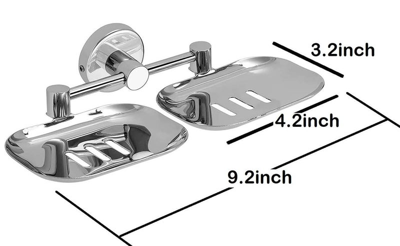 Ferio Stainless Steel Double Soap Holder | Soap Stand | Soap Organizer for Bathroom Chrome Finish (Pack of 1) - Image 3