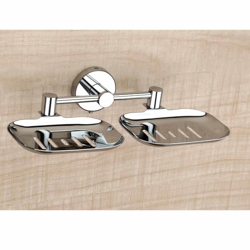 Ferio Stainless Steel Double Soap Holder | Soap Stand | Soap Organizer for Bathroom Chrome Finish (Pack of 1) - Image 1