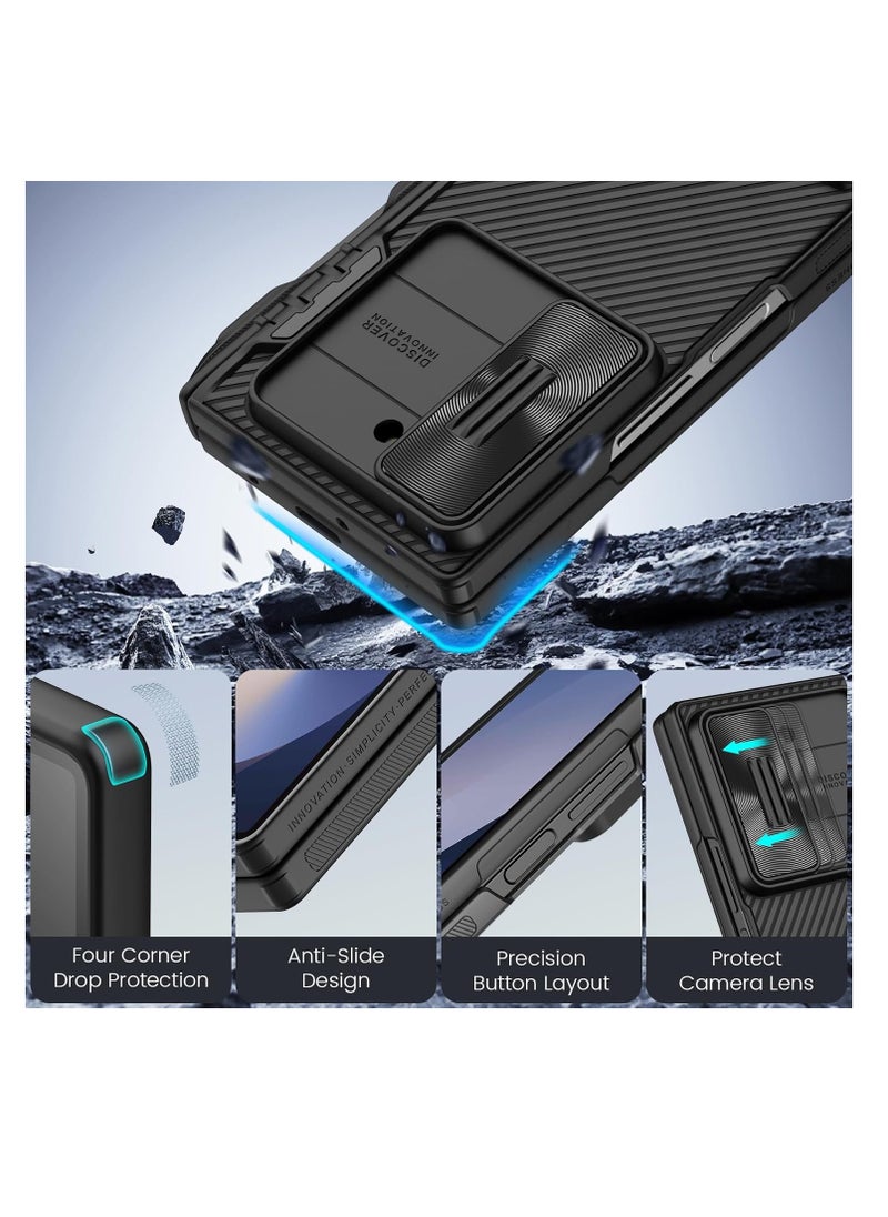 Aookay Case for Samsung Galaxy Z Fold 6 Case with Pen Holder & Hinge Protection [Kickstand] [Slide Camera Cover] Slim Protective Phone Case [Not Include the Pen] (Black)  - Image 4