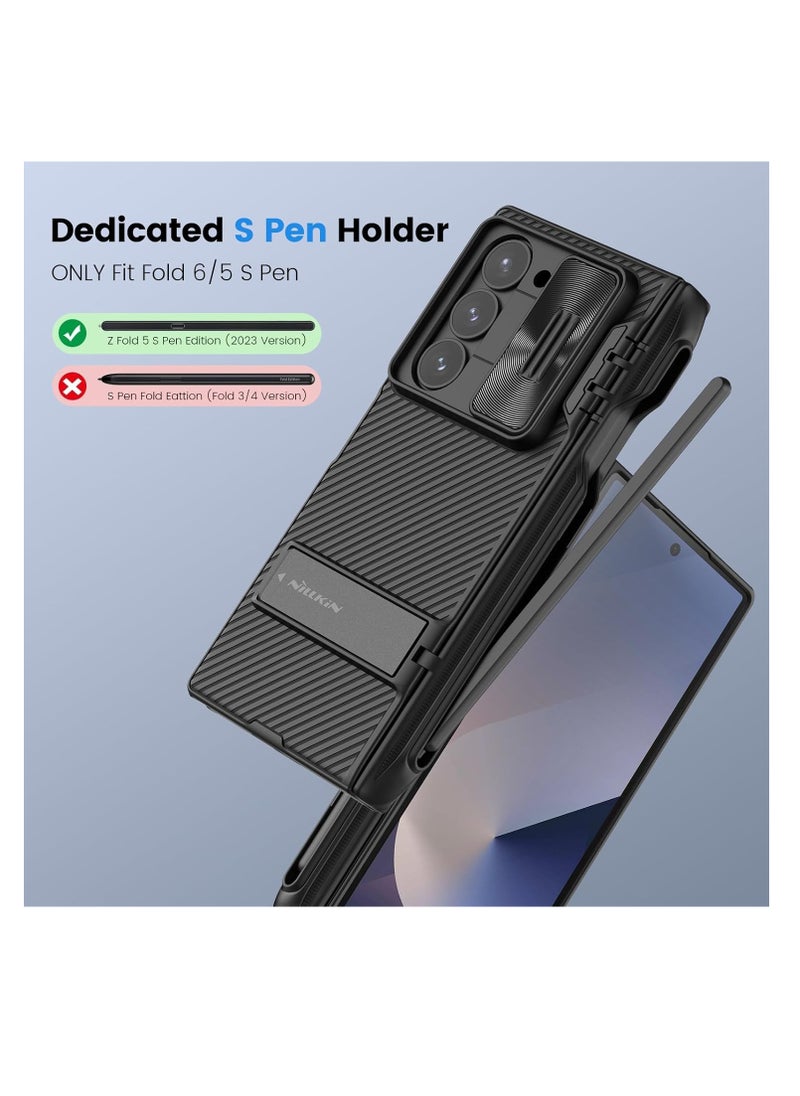 Aookay Case for Samsung Galaxy Z Fold 6 Case with Pen Holder & Hinge Protection [Kickstand] [Slide Camera Cover] Slim Protective Phone Case [Not Include the Pen] (Black)  - Image 2