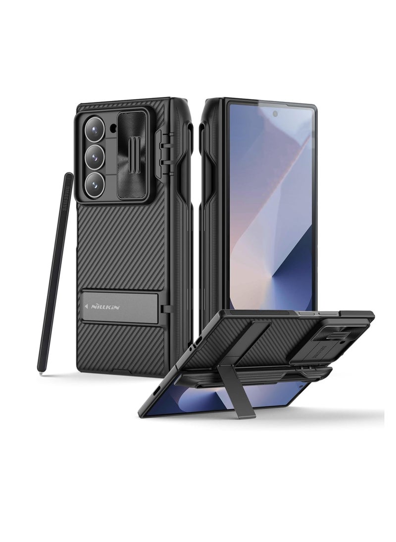 Aookay Case for Samsung Galaxy Z Fold 6 Case with Pen Holder & Hinge Protection [Kickstand] [Slide Camera Cover] Slim Protective Phone Case [Not Include the Pen] (Black)  - Image 1