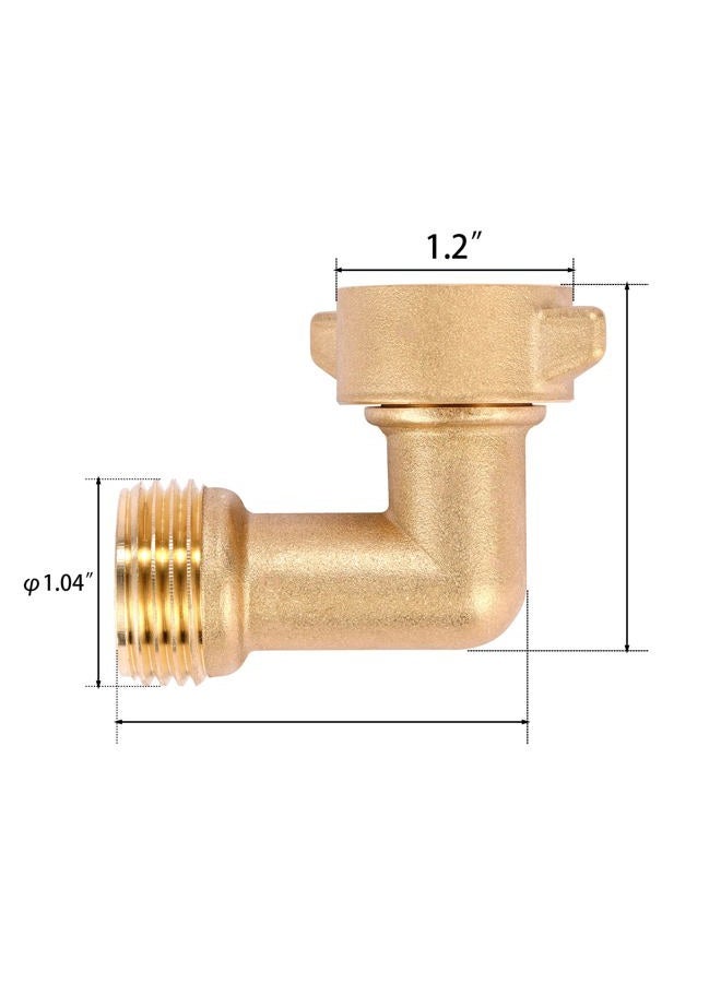 Sanpaint 2 Pack Garden Hose Elbow Connector 90 Degree, 3/4" Heavy Duty Brass Adapter with 4 O-Rings, Solid Brass Garden Hose Elbow - Image 2