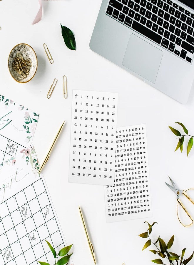 Epakh 12 Sheets Small Planner Number Stickers for Calendar Includes 4 Pcs Small Square Number and Symbol, 8 Pcs Round Planner Date Stickers with Elbow Tweezer for Planners Journals Calendar Notebooks - Image 5