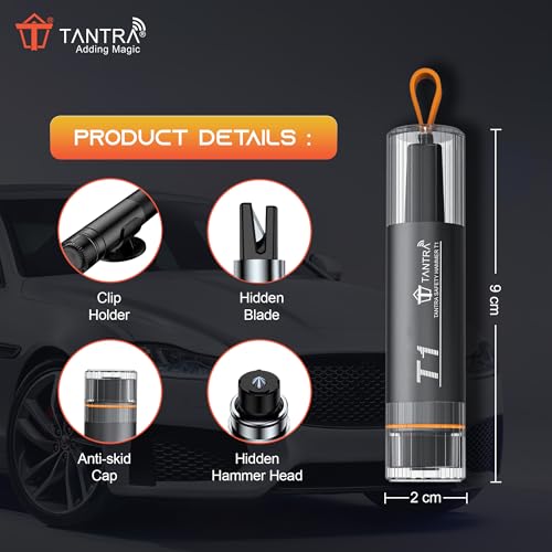TANTRA Emergency Car Safety Hammer – Heavy-Duty Seatbelt Cutter & Window Breaker | Multi-Function Auto Escape Tool | Compact & Durable | Essential for Every Vehicle - Image 2