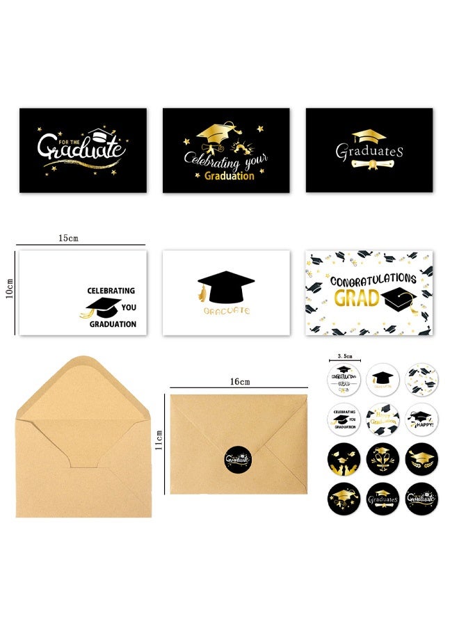 6 Pcs Graduation Card Set, Graduation Gifts with Matching Envelopes Sealing Stickers, Congratulations Card Good Luck Cards Funny Graduations Cards Graduations Gifts - Image 2