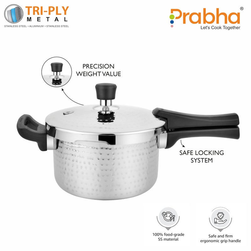 Prabha Stainless Steel Tri-Ply Whizz Pressure Cooker, 6L - Fast Cooking, Safe, Durable, Easy To Clean - Image 3
