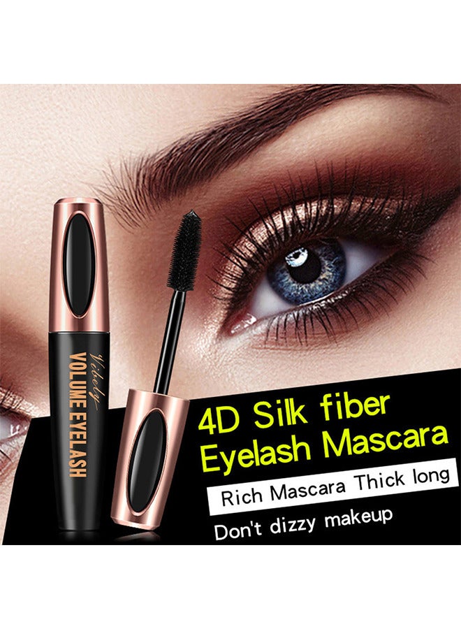 فايبلي 4D الألياف الحريرية ماسكارا ماسكارا ماسكارا ماسكارا ماسكارا مقاومة للماء آند تلطيخ مقاوم طويل الأمد لا تقشر الطبيعي لا متكتل ، طوال اليوم ممتلئ بشكل رائع (أسود) - Image 3