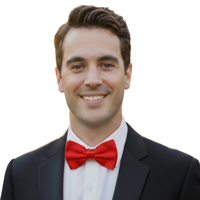 Dibi Mens Solid Color Formal Pre Tied Bow Ties - Mens Bowties - Adjustable Bow Tie (Red) - Image 2