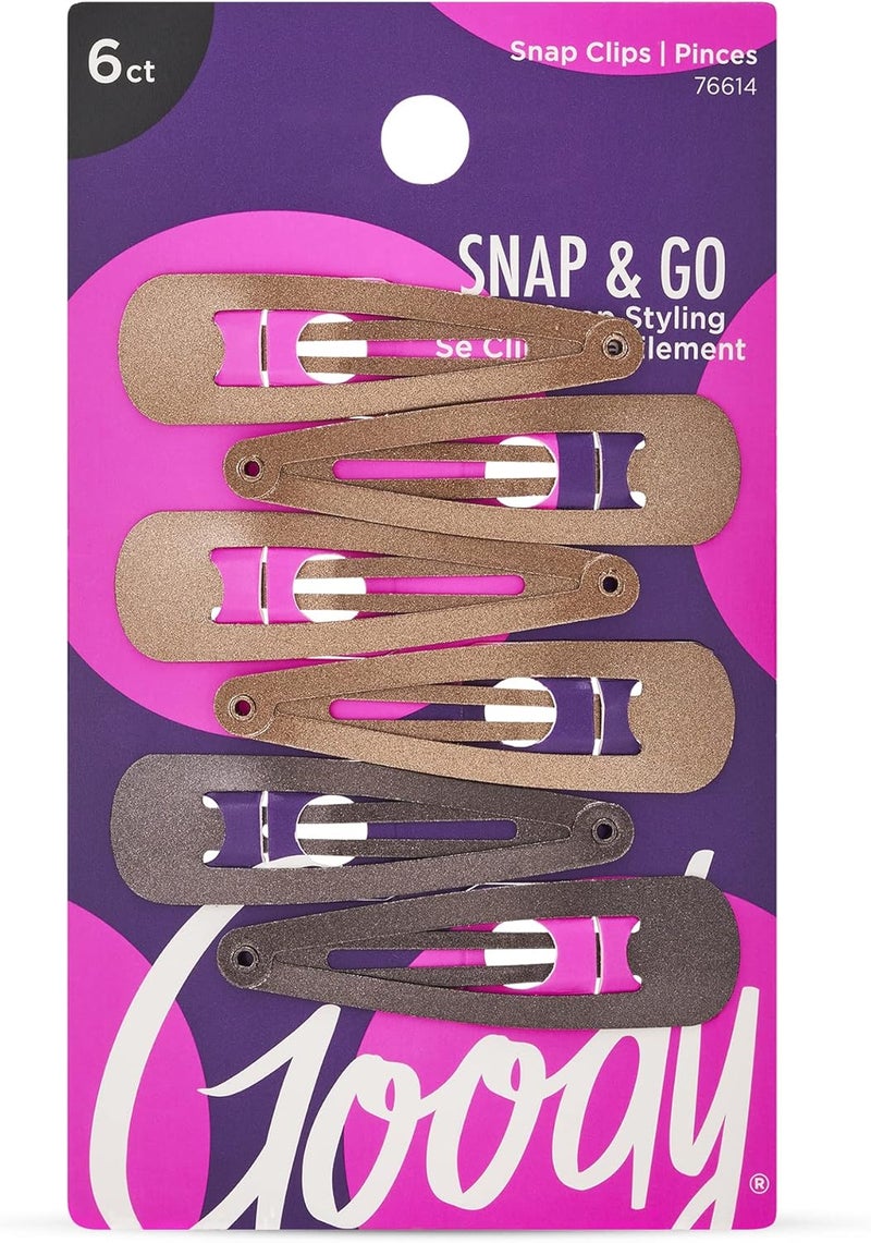 Goody Metal Contour Hair Snap Clips - 6 Count - Image 1