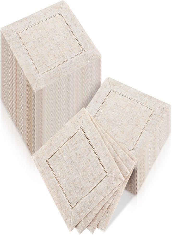 جيريفي ٨٠ قطعة من مناديل الكوكتيل الكتانية بالجملة، مقاس ٦ × ٦ بوصة، مناديل كوكتيل قماشية بحواف صغيرة، قواعد مناديل قماشية، مناديل كتان قابلة لإعادة الاستخدام للحفلات وحفلات الزفاف والبار والمشروبات والقهوة والحلويات (لون الكتان الطبيعي). - Image 1