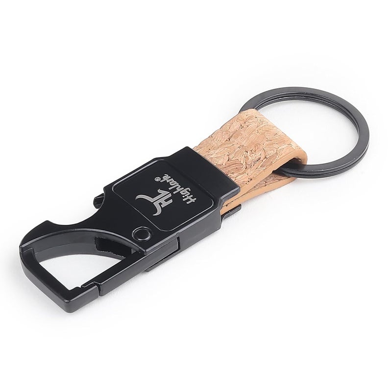 Highlark ® Luxury Metal & Leather Keychain |Modern Carabiner Hook |Premium Key Ring for Car, Bike, Office and Home Keys | Stylish Key Holder | Bottel opener keychain - Image 3