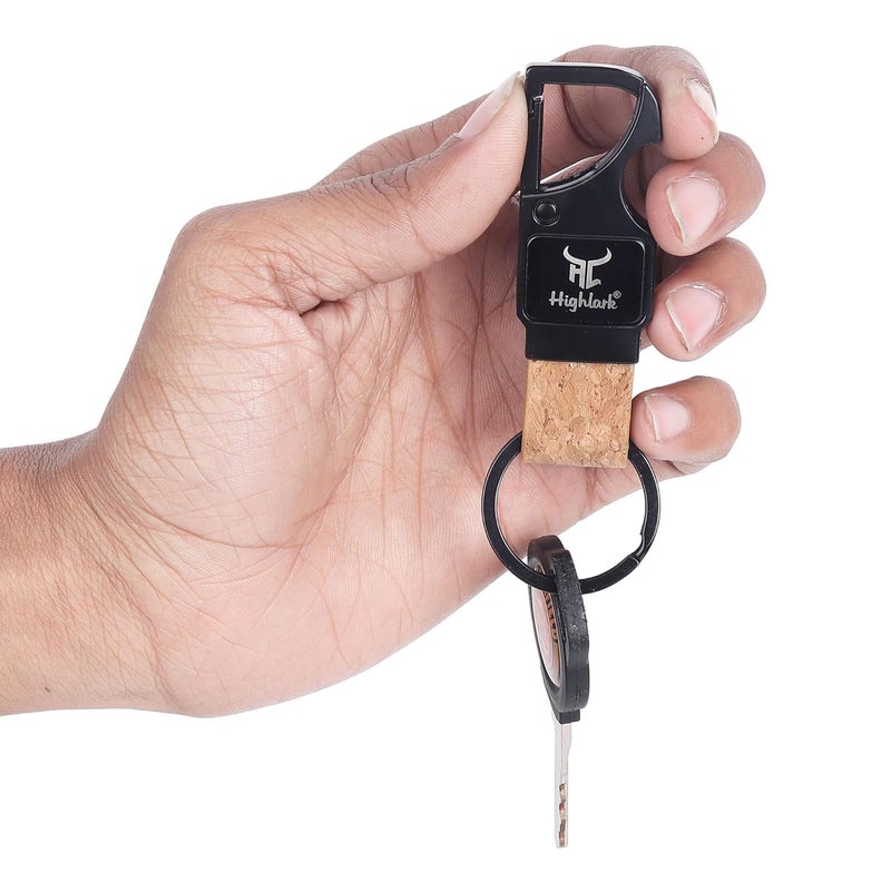 Highlark ® Luxury Metal & Leather Keychain |Modern Carabiner Hook |Premium Key Ring for Car, Bike, Office and Home Keys | Stylish Key Holder | Bottel opener keychain - Image 4
