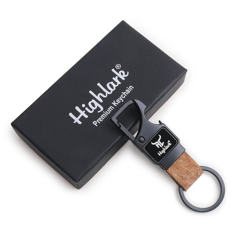 Highlark ® Luxury Metal & Leather Keychain |Modern Carabiner Hook |Premium Key Ring for Car, Bike, Office and Home Keys | Stylish Key Holder | Bottel opener keychain - Image 2