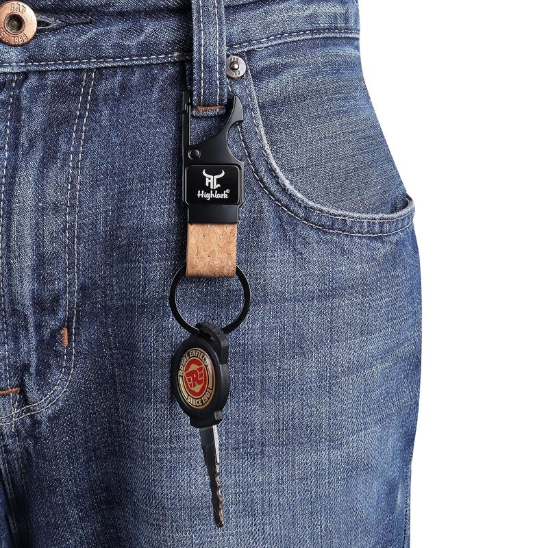 Highlark ® Luxury Metal & Leather Keychain |Modern Carabiner Hook |Premium Key Ring for Car, Bike, Office and Home Keys | Stylish Key Holder | Bottel opener keychain - Image 5