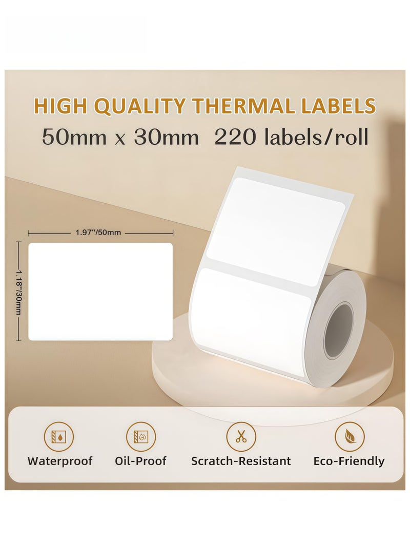Marklife Four Proof Thermal Printing Paper label Machine Dedicated Thermal label Paper, Waterproof and Oil Resistant (50 × 30mm white) for Barcode Printing In Small Businesses for Home Office Use - Image 2