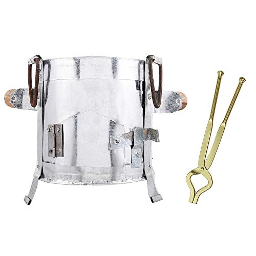 VISMAY'S Vismay’s Heavy-Duty Iron Sigdi (Size 27 x 23 CM) Angiti with Strong Stand Vertical Support Wooden Handle Strong Riveted Rods Chulha Heater Griller Tandoor Stove for Outdoor Cooking with Heavy Sandasi - Image 1