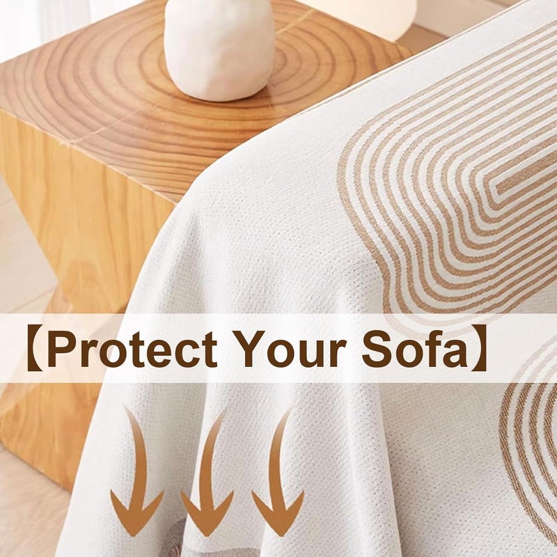 klarako Double Sided Chenille Sofa Cover, Four Seasons Chenille Sofa Cover, Double Sided Chenille Sofá Cover, Luxury Fine Chenille Double Sided Sofa Blanket Towel (Beige,180 * 420/70.7 * 165.4 in) - Image 5