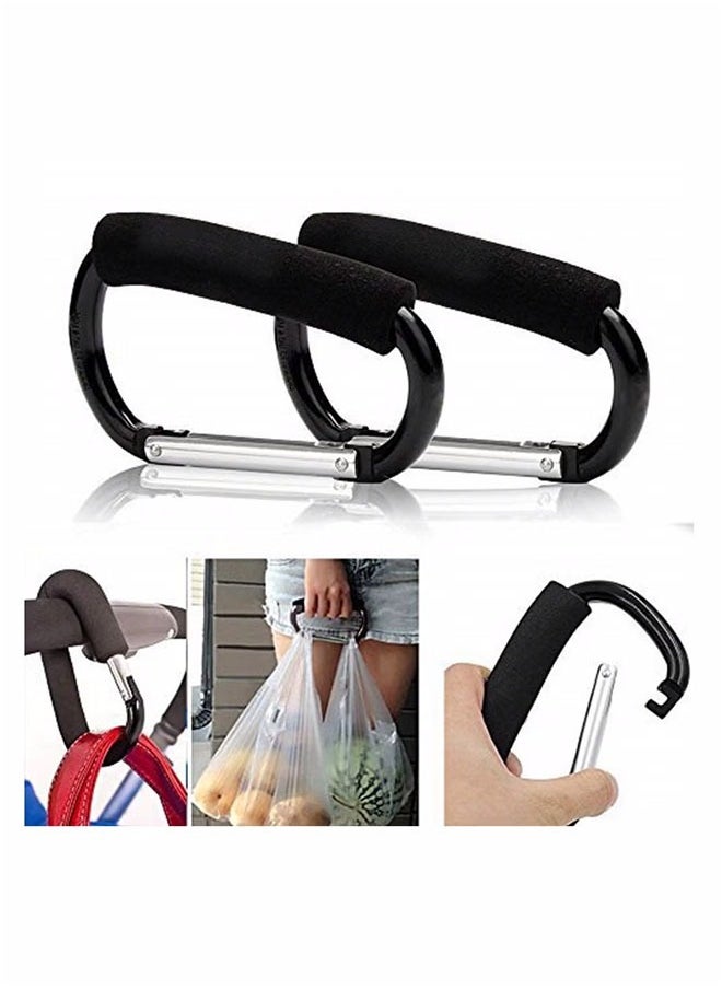 Generic 2PCS Shopping Bag Holder Handle Carrier Tool, Multi-purpose Stroller Hook Set with Soft Foam Grip, Heavy Duty Snap Hook for Organizing Grocery Bags (Black)  - Image 1