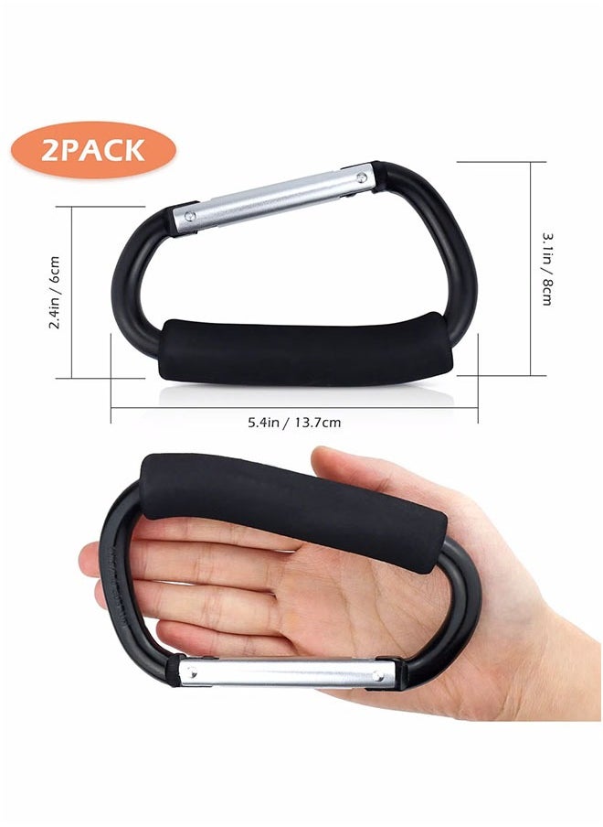 Generic 2PCS Shopping Bag Holder Handle Carrier Tool, Multi-purpose Stroller Hook Set with Soft Foam Grip, Heavy Duty Snap Hook for Organizing Grocery Bags (Black)  - Image 2