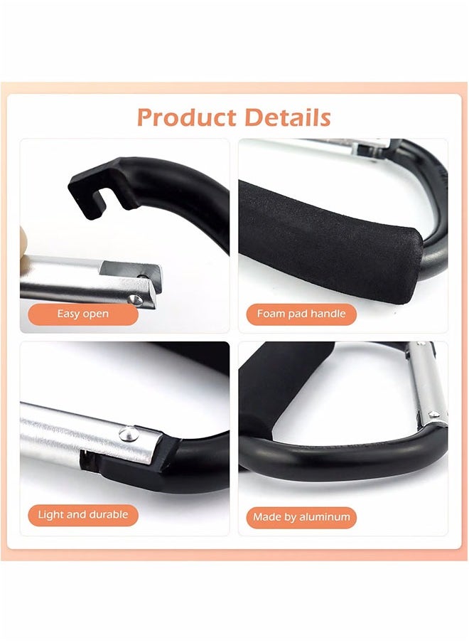Generic 2PCS Shopping Bag Holder Handle Carrier Tool, Multi-purpose Stroller Hook Set with Soft Foam Grip, Heavy Duty Snap Hook for Organizing Grocery Bags (Black)  - Image 4
