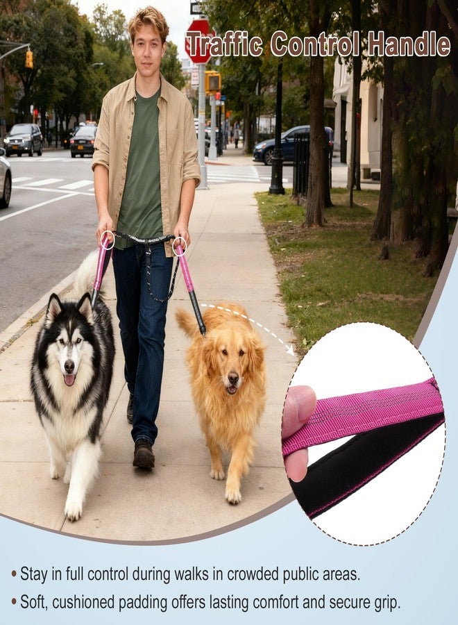 GLIDESMOOTH Double Dog Leash, No Tangle Dual Leash for Two Dogs with Adjustable Long Rope and Dual Control Handles, Design for Training Pets, Rose Red - Image 5