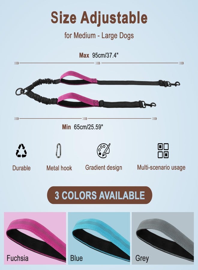 GLIDESMOOTH Double Dog Leash, No Tangle Dual Leash for Two Dogs with Adjustable Long Rope and Dual Control Handles, Design for Training Pets, Rose Red - Image 2
