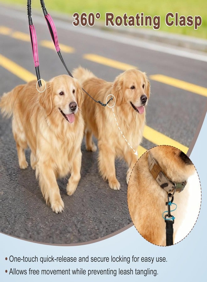 GLIDESMOOTH Double Dog Leash, No Tangle Dual Leash for Two Dogs with Adjustable Long Rope and Dual Control Handles, Design for Training Pets, Rose Red - Image 4
