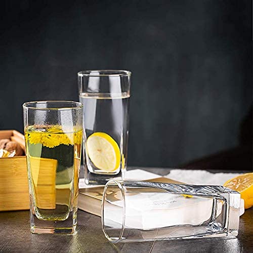 NVRA Italian Premium Juice and Water Glass Set of 6 Transparent, 300ml, Drinking Water Glasses Stylish and Crystal Square Highball Glasses for Water Juice and Cocktails - Image 5