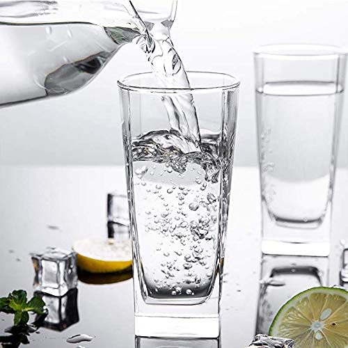 NVRA Italian Premium Juice and Water Glass Set of 6 Transparent, 300ml, Drinking Water Glasses Stylish and Crystal Square Highball Glasses for Water Juice and Cocktails - Image 4