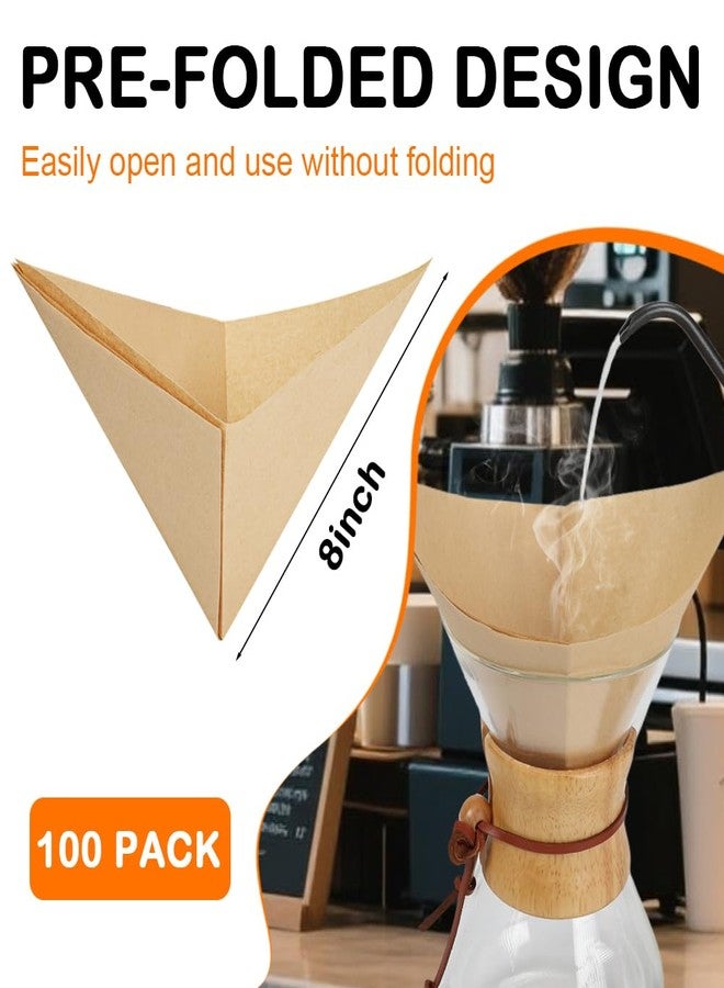 BYKITCHEN Pre-folded Pour Over Coffee Filter, Set of 100, Natural Unbleached Square Disposable Coffee Filter Papers for Pour-Over Coffee Maker Drippers and More - Image 2