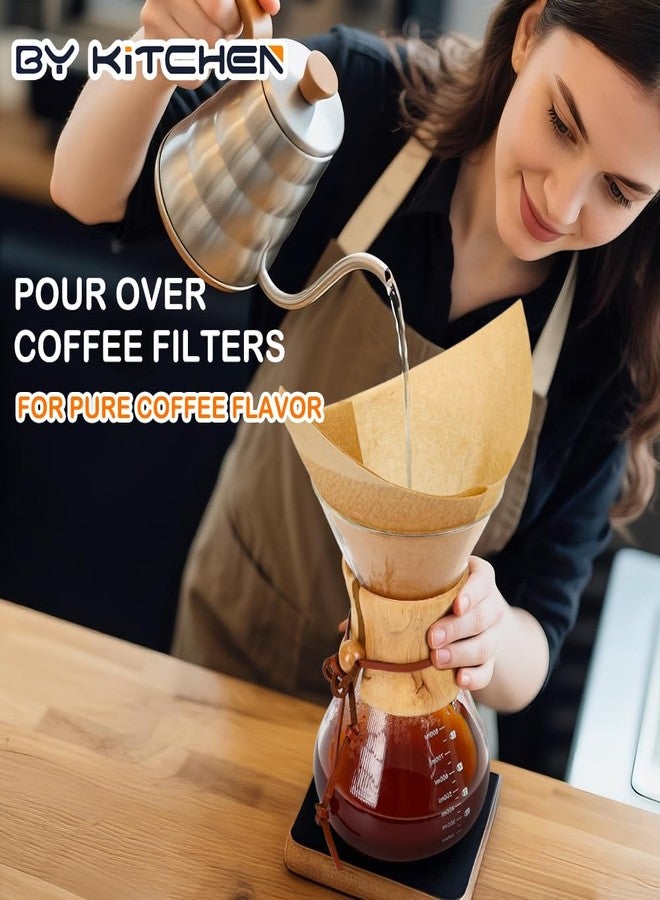 BYKITCHEN Pre-folded Pour Over Coffee Filter, Set of 100, Natural Unbleached Square Disposable Coffee Filter Papers for Pour-Over Coffee Maker Drippers and More - Image 4