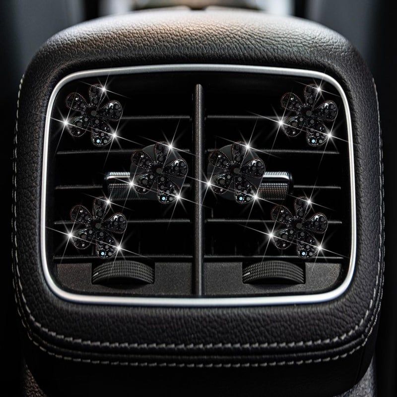 Wpppan 6Pcs Black Daisy Air Vent Clips,Cute Flower Car Air Fresheners Vents Clips Diamond Vent Clip Car Interior Decor Charm Bling Car Accessories Car Decoration for Women,Air Fresheners,Interior Accessories - Image 5