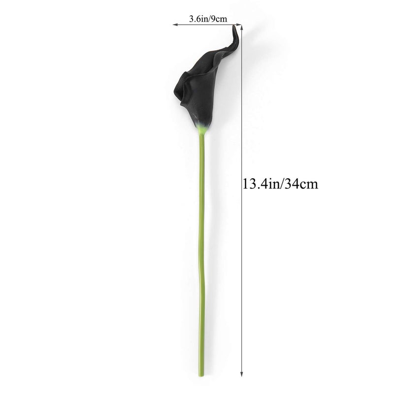 Crafjie 22pcs 13.4 Inch Black Lataex Real Touch Artificial Calla Lily Flowers  for Home Decor for Spring Flowers  Home Kitchen  Wedding Decorations  and centerpieces. - Image 3