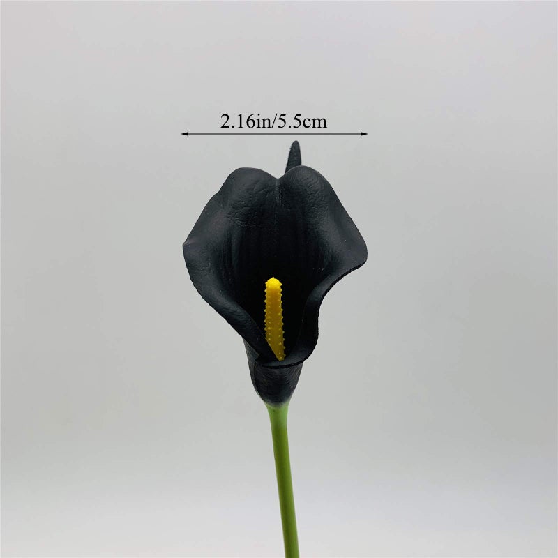 Crafjie 22pcs 13.4 Inch Black Lataex Real Touch Artificial Calla Lily Flowers  for Home Decor for Spring Flowers  Home Kitchen  Wedding Decorations  and centerpieces. - Image 4