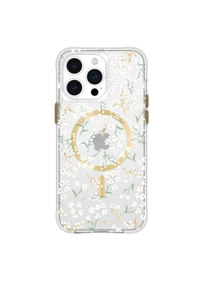 Rifle Paper Co. - iPhone 15 Pro Max Case- Printed in full color and foil stamped - Imported - Petite Fleurs with Magsafe - Image 1