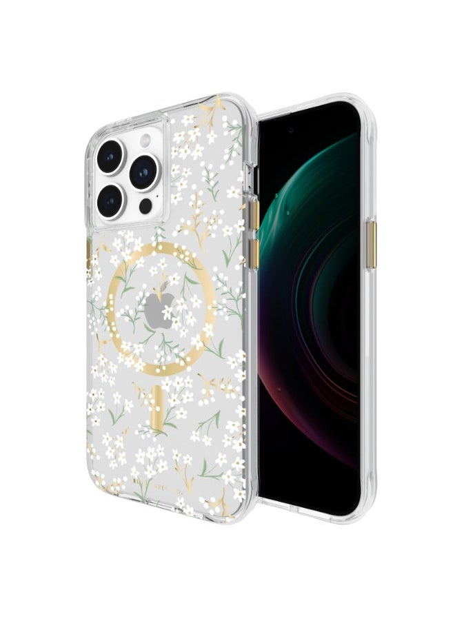 Rifle Paper Co. - iPhone 15 Pro Max Case- Printed in full color and foil stamped - Imported - Petite Fleurs with Magsafe - Image 1