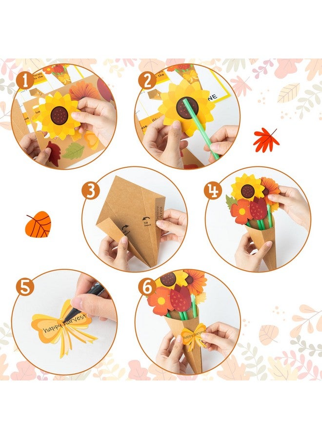 BeYumi Fall Flower Bouquet Craft Kit - 24Pcs Make Your Own Thankful Autumn Florals for Kids, Thanksgiving DIY Gift, School Classroom Home Fun Activities - Image 3