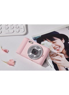 Generic High Definition Digital Vintage Camera Student Camera Portable Home Use Card Easy To Use For Campus Photography-Body Color:Pink + OTG Converter (built-in Battery)  - Image 1