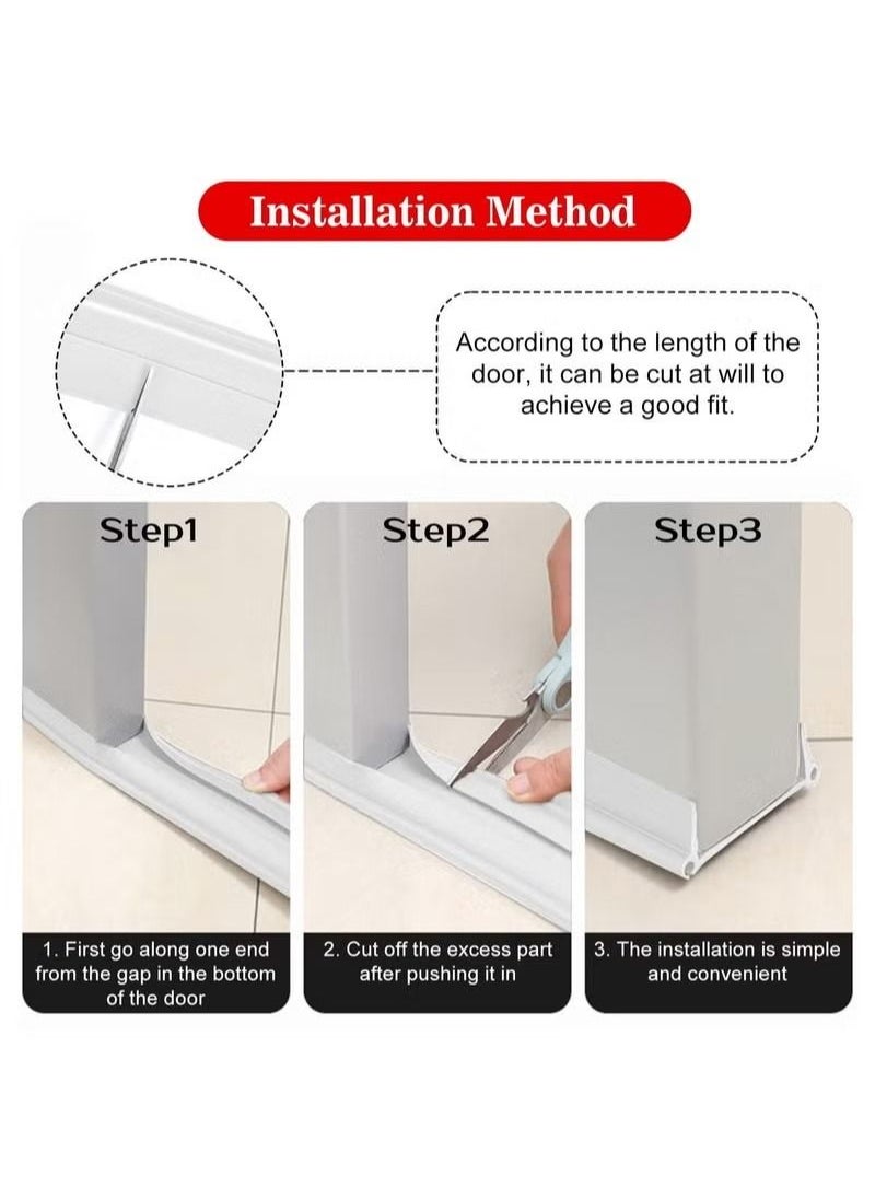 Generic - Door Draft Stopper Door Stoppers for Bottom of Door Adjustable PVC Bottom of Door Draft Blocker for Blocker Dust and Noise Insulation Under Door Seal Guard Insulator 96cm White - Image 1