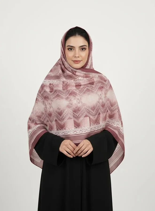عبايات لمحة طرحة آرت زيج – شيفون بنقشة هندسية بتدرجات الوردي